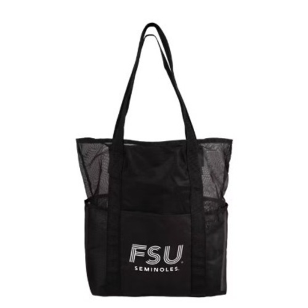 Logo Brands Mesh Tote Bag Unisex Black NEW FSU Florida State Seminoles